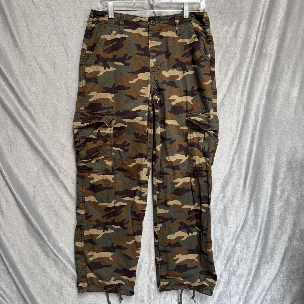 Levi's Red Tab 94 Baggy Cargo Pants‎ Womens 27 Camo Drawstring Hem Zip Fly